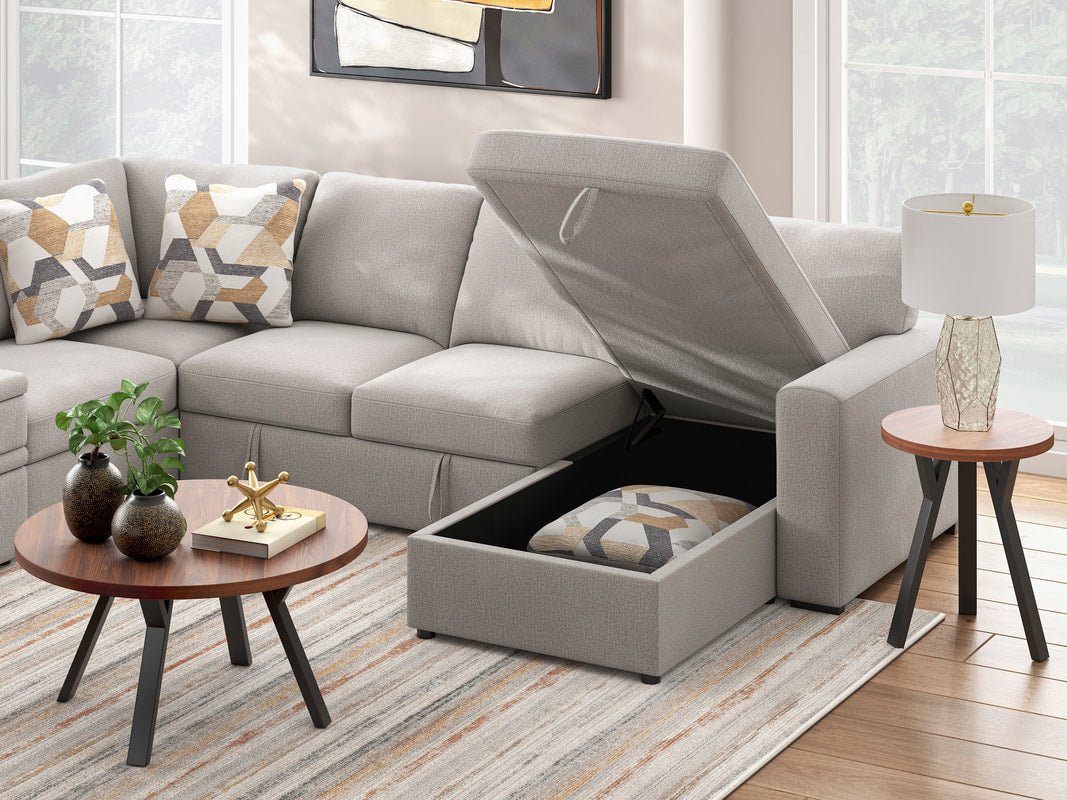 Ashley 673-05 Grayish/ Flannel Sectional with Pull Out