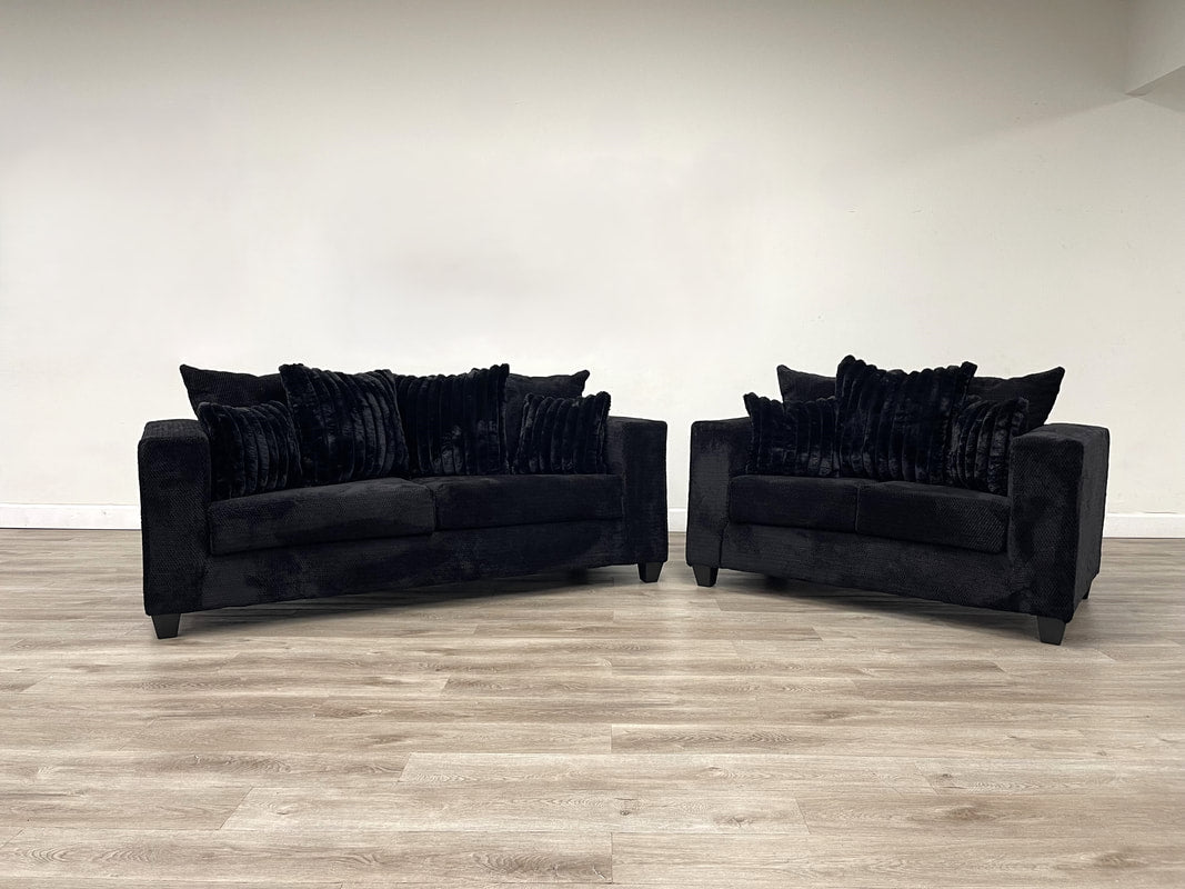 410-2PC-BLACK Sofa & Loveseat Set