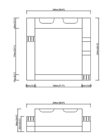 B126 Matrix Black & White Storage Bed