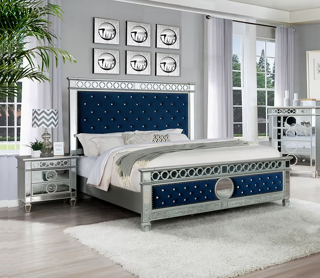 B1852 Bella Blue Velvet Bed Frame