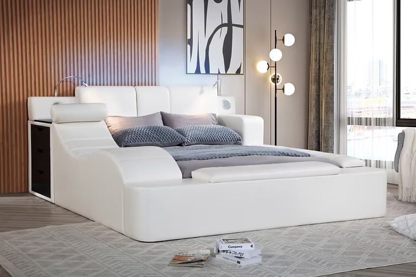 B420 Apollo White Queen Storage Bed