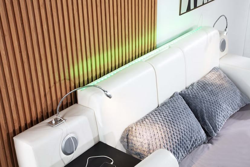 B420 Apollo White Queen Storage Bed