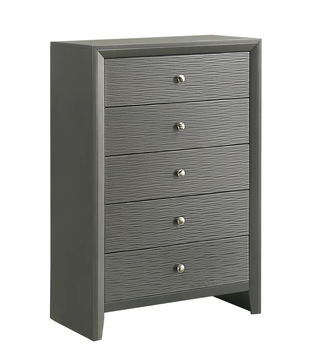 5pcs Denker Gunmetal Bedroom Set