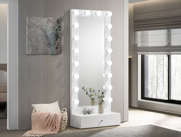 B4852 Luxo White Tall Vanity with Drawer