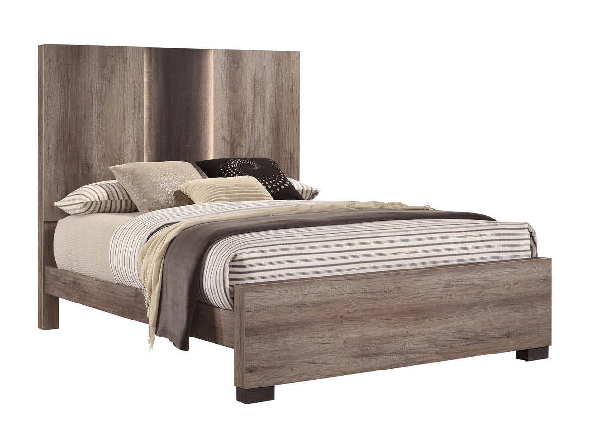 5pcs Rangley Brown Wood Finish Bedroom Set