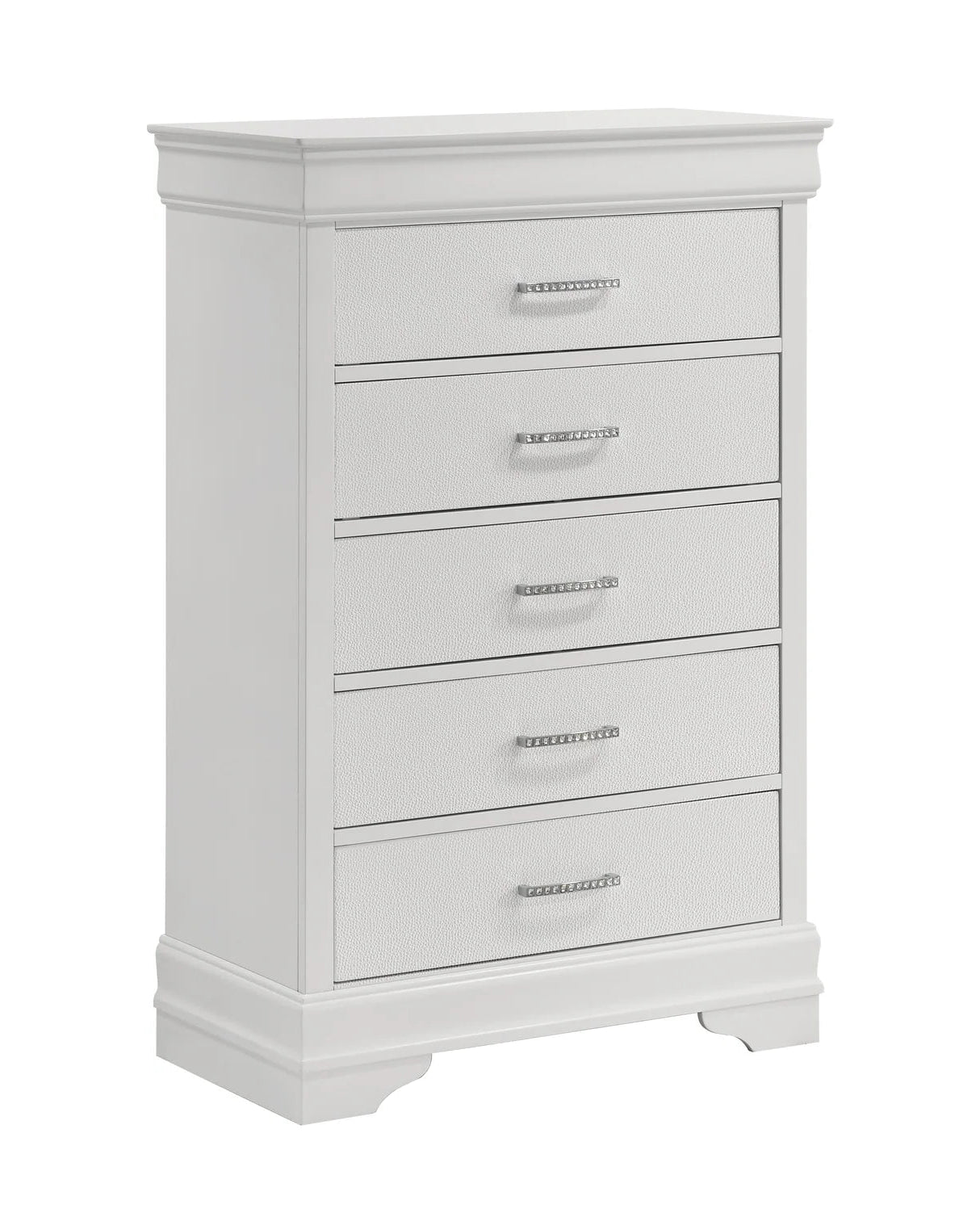 5pcs Amalia White Finish Bedroom Set