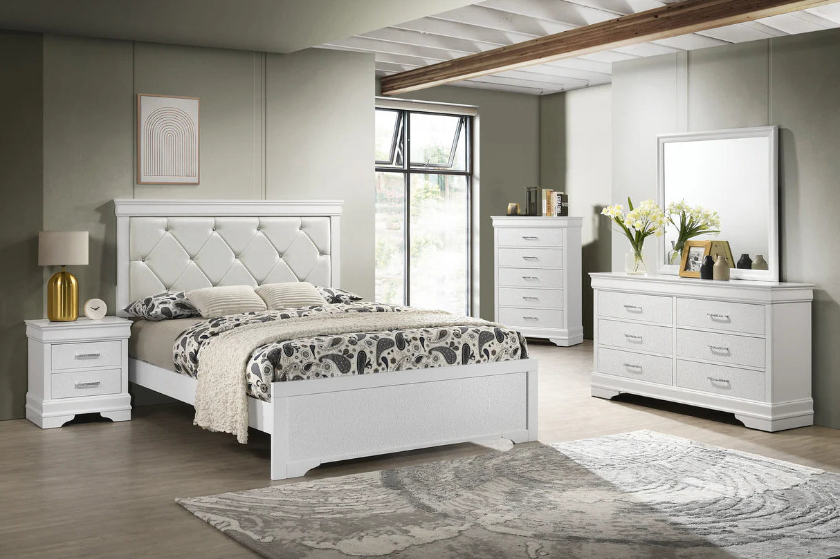5pcs Amalia White Finish Bedroom Set