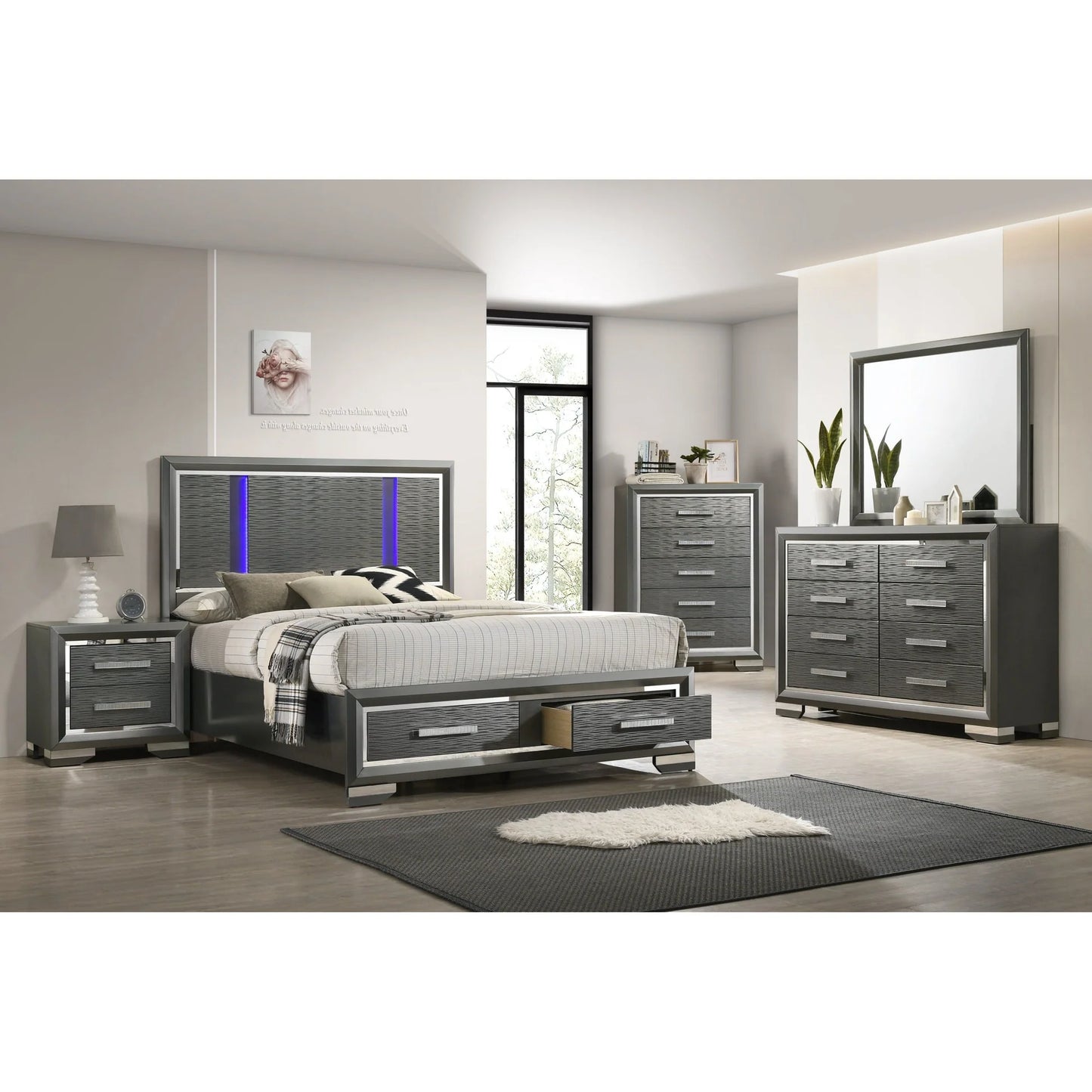 4pcs B77 Modena Gray Bedroom Set