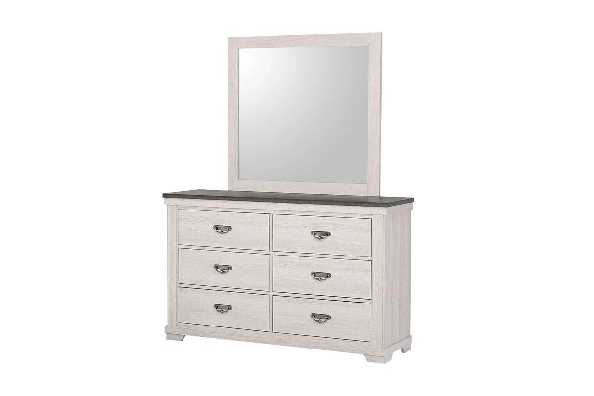 5pcs Leighton Cream & Brown Wood Finish Bedroom Set