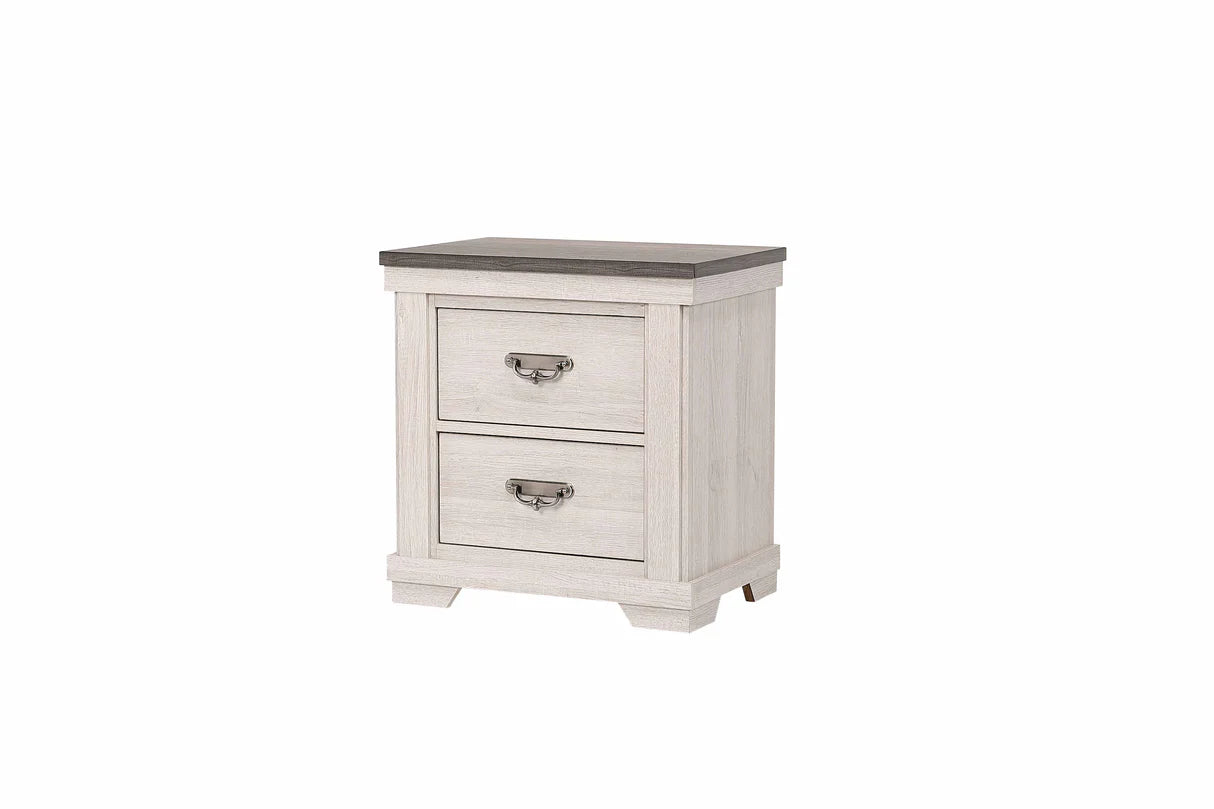 5pcs Leighton Cream & Brown Wood Finish Bedroom Set