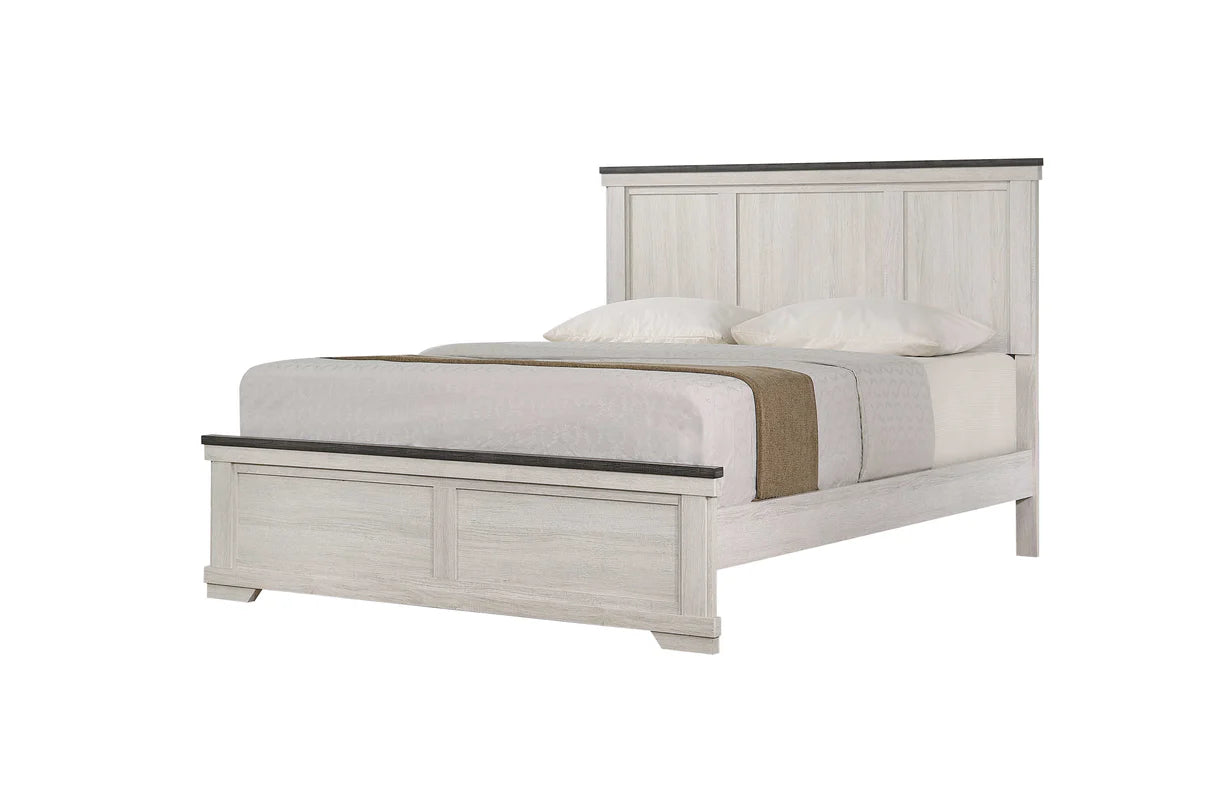 5pcs Leighton Cream & Brown Wood Finish Bedroom Set