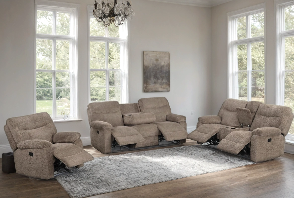 BRAVO20 3pc Brown Fabric Reclining Set