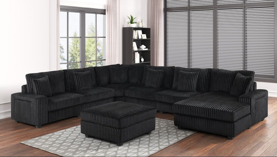 7pcs Bazoka Black Oversized Sectional