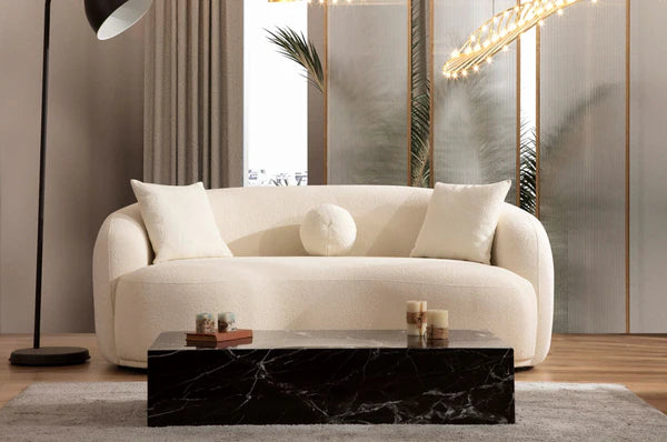 Bonita Ivory Boucle Loveseat 81"