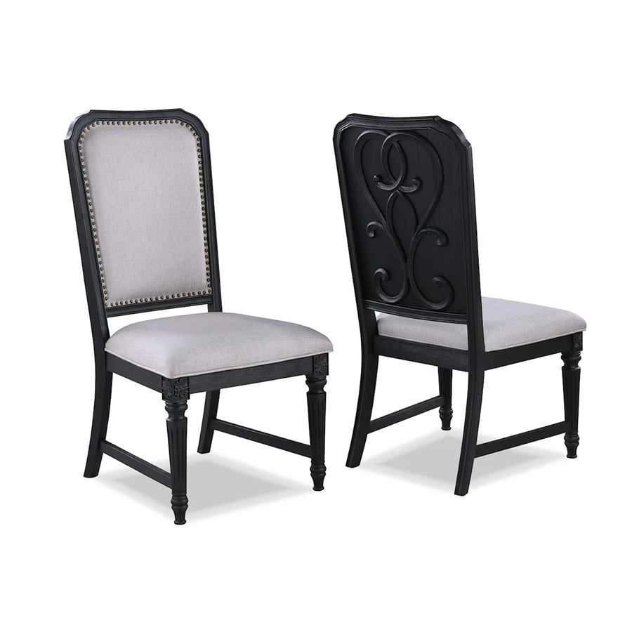 6pcs Kingsbury Black & Linen Dining Set