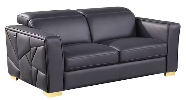 3pcs or 2pcs MI-1240 Astra Dark Navy Italian Leather Sofa, Loveseat & Chair