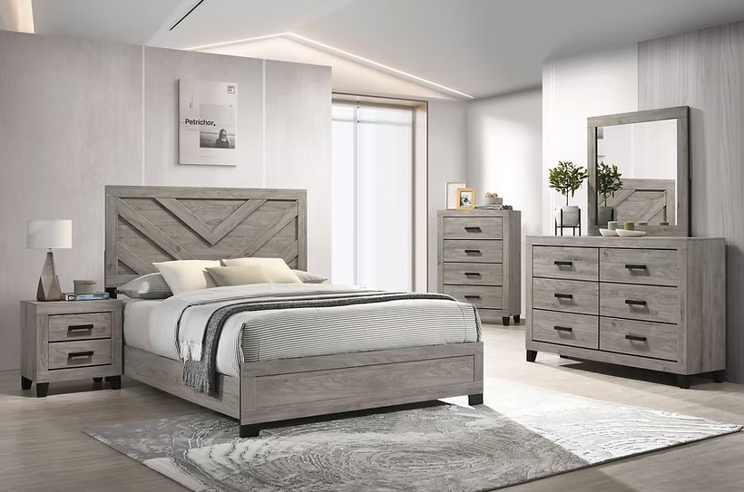 5pcs B1425 Avery Light Grey Wood Bedroom Set