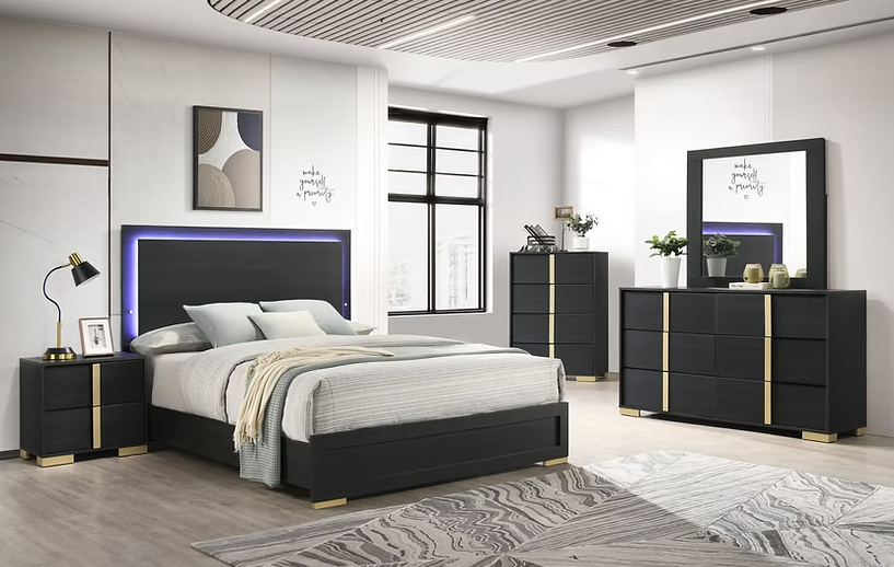 B1580 Aubrey Black LED Bedroom Set