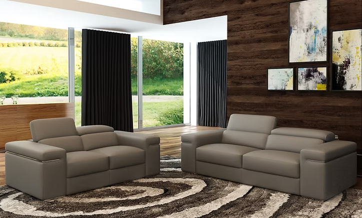 3pcs or 2pcs MI-8020 Soho Grey Italian Leather Sofa, Loveseat & Chair