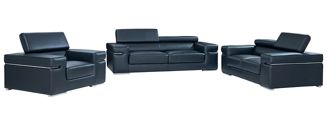 3pcs or 2pcs MI-8020 Soho Black Italian Leather Sofa, Loveseat & Chair