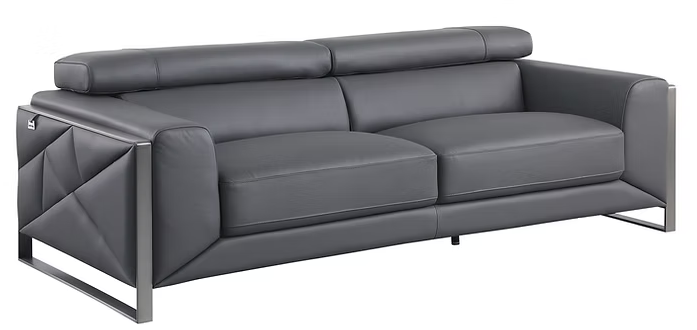 3pcs or 2pcs MI-989 Giorgio Grey Italian Leather Sofa, Loveseat & Chair