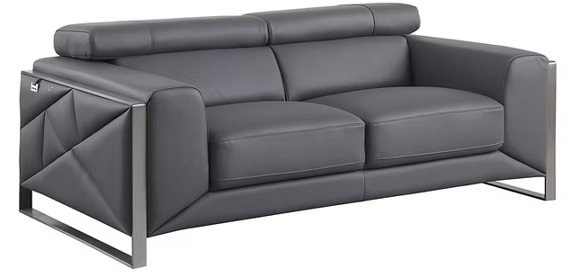 3pcs or 2pcs MI-989 Giorgio Grey Italian Leather Sofa, Loveseat & Chair