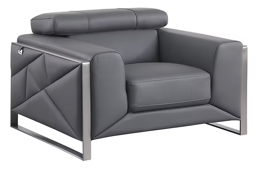 3pcs or 2pcs MI-989 Giorgio Grey Italian Leather Sofa, Loveseat & Chair