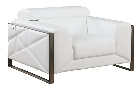 3pcs or 2pcs MI-989 Giorgio White Italian Leather Sofa, Loveseat & Chair