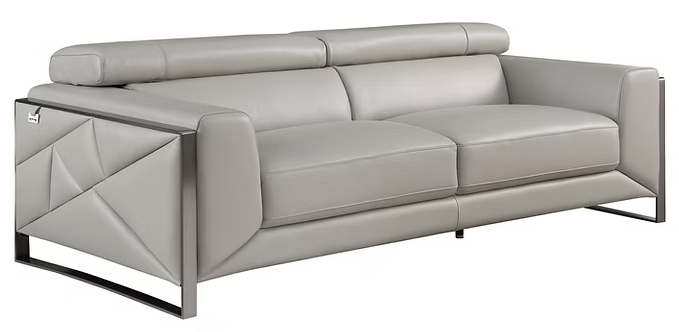 3pcs or 2pcs MI-989 Giorgio Light Grey Italian Leather Sofa, Loveseat & Chair
