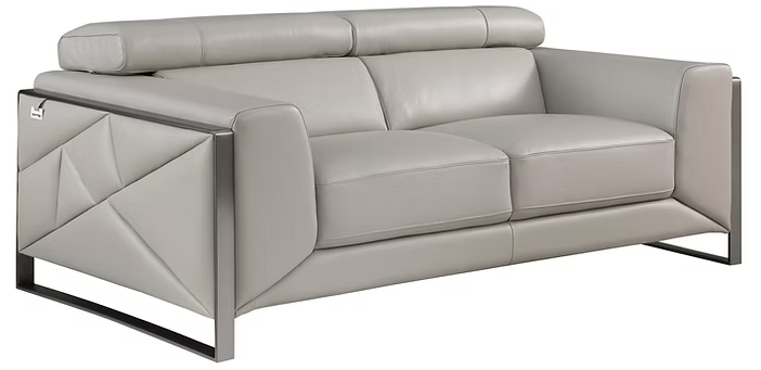 3pcs or 2pcs MI-989 Giorgio Light Grey Italian Leather Sofa, Loveseat & Chair