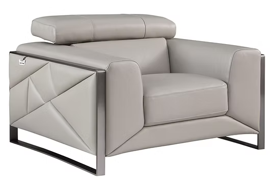 3pcs or 2pcs MI-989 Giorgio Light Grey Italian Leather Sofa, Loveseat & Chair