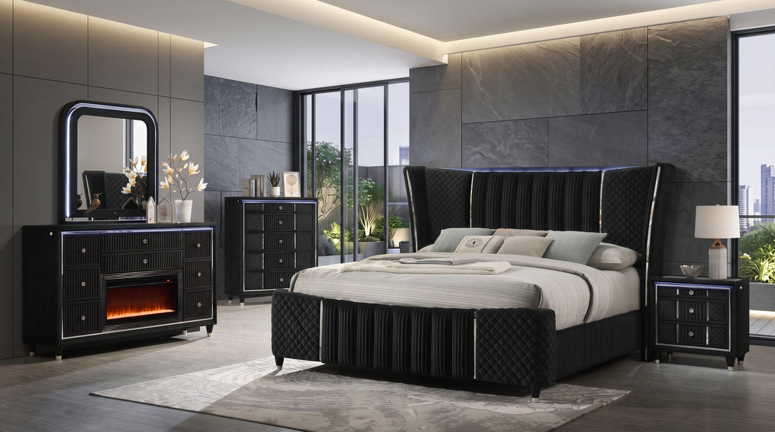 Cleopatra Black 4PC OR 5PC Set Bedroom Set