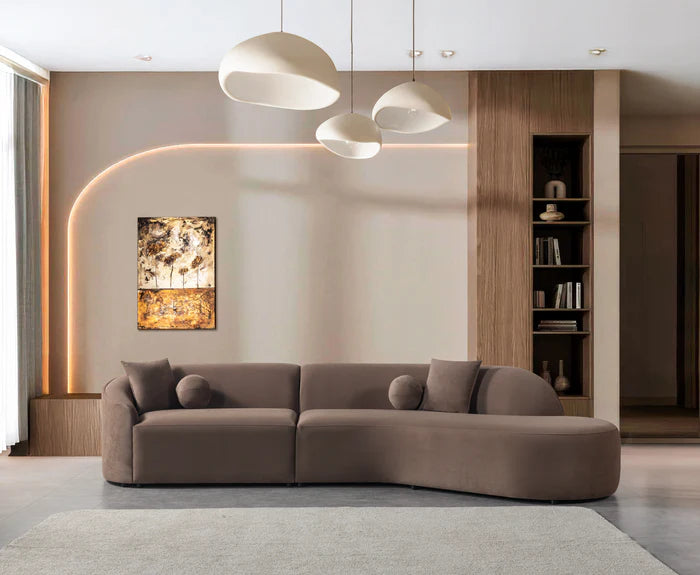 Cloe Coffee Velvet Curved 134" RAF Sectional