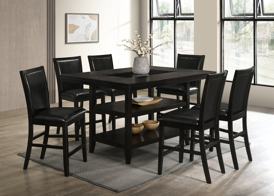 CondorPU Black 7pcs Dining Set