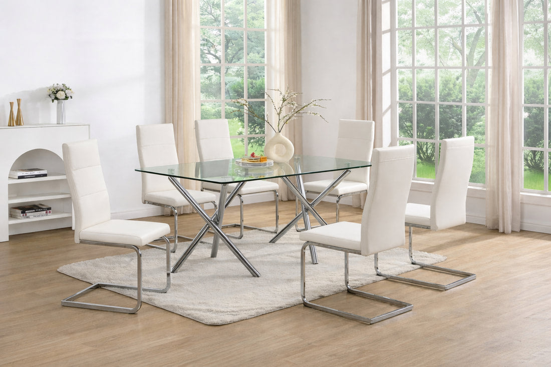 7pcs D201 White Dining Set
