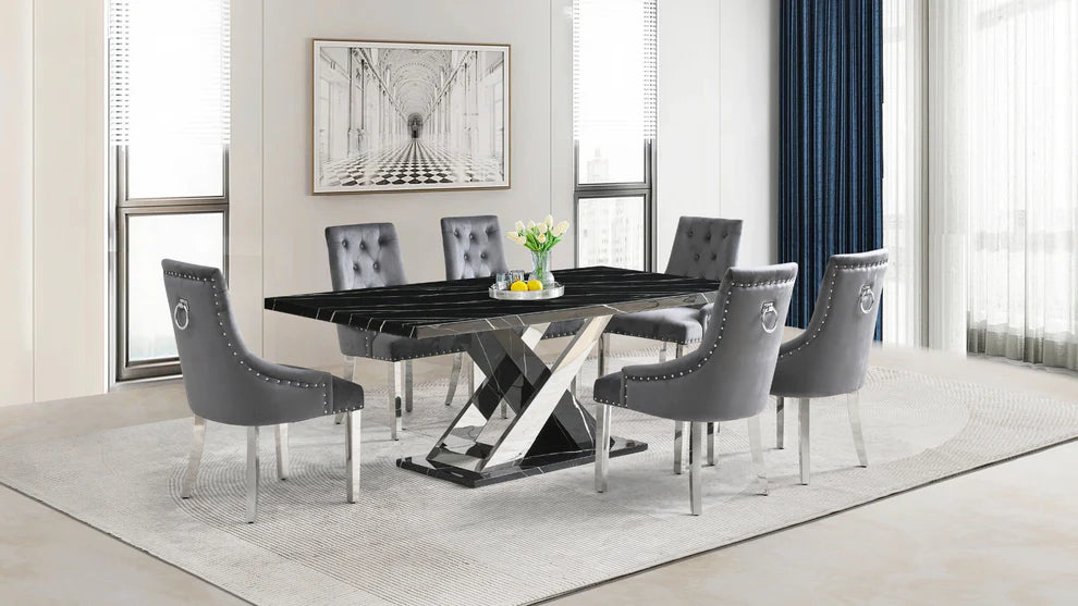 D610 Viva Black/Chrome Dining Set