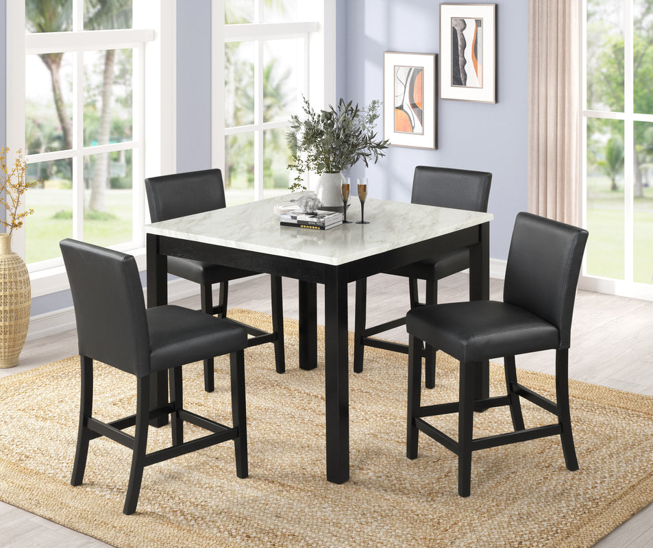 Dior PU - Black Pub 5pcse Dining Set