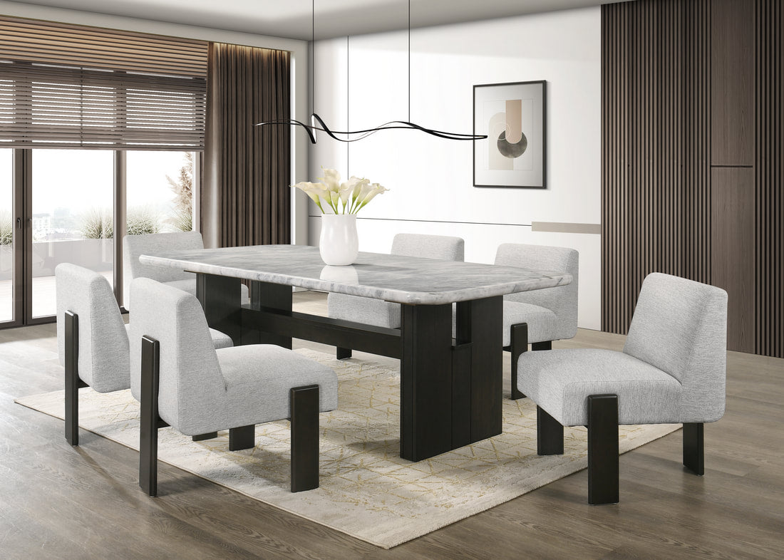 Diva- (GENUINE MARBLE) 7pcs Dining Set