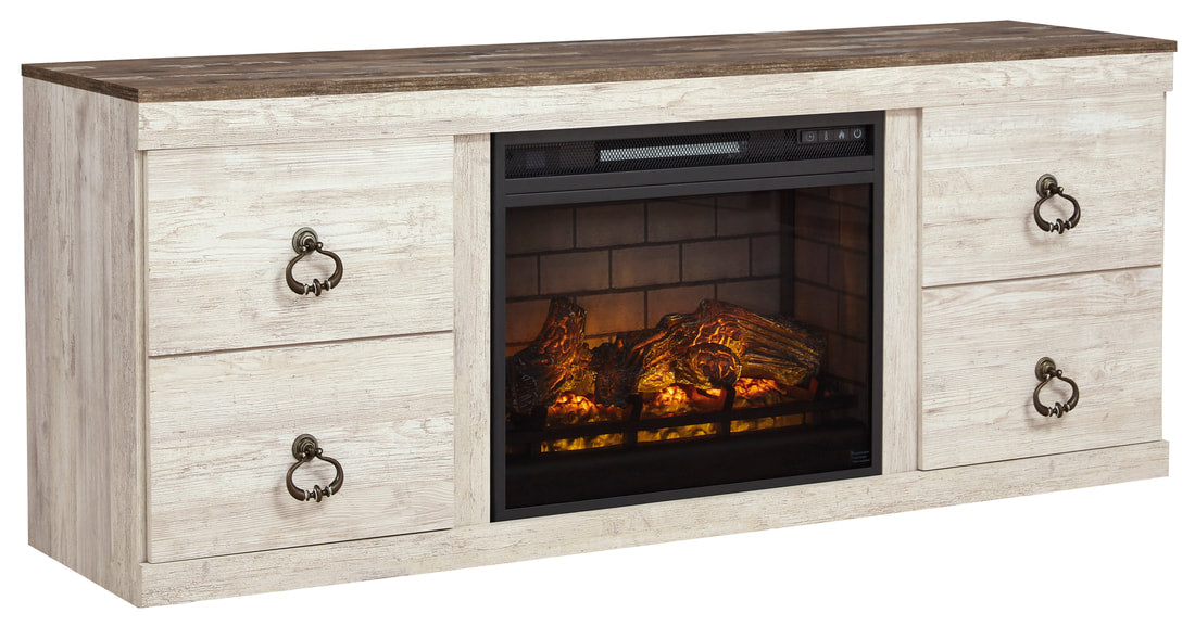 EW0267-268 Whitewash TV Stand With Fireplace