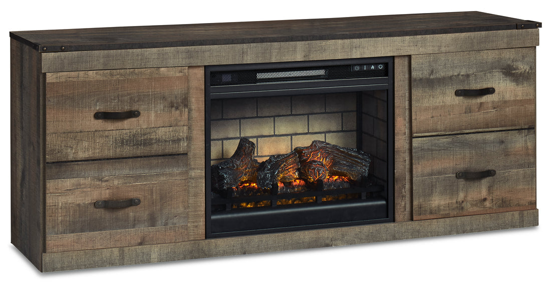 EW0446-268 Brown TV Stand with Fireplace 60" L