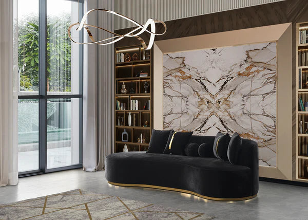 Ella Black Velvet 106 Chaise Lounge