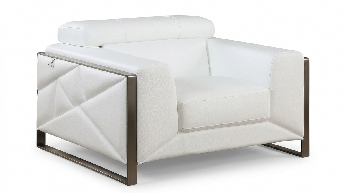 MI-989 Giorgio (White) - Leather Sofa