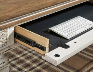 H743-34 White & Brown Office Desk (USB/AC POWER)