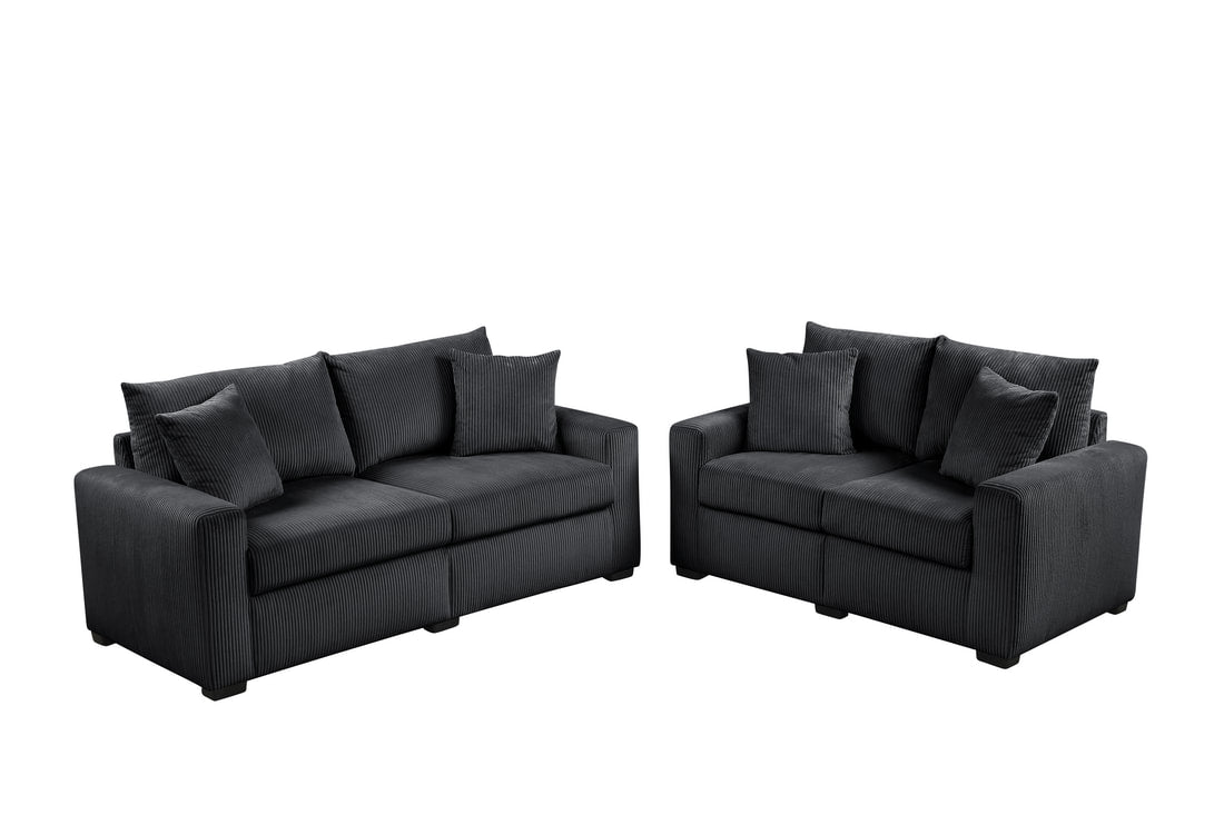 HH1123 Black - Sofa & Loveseat Set