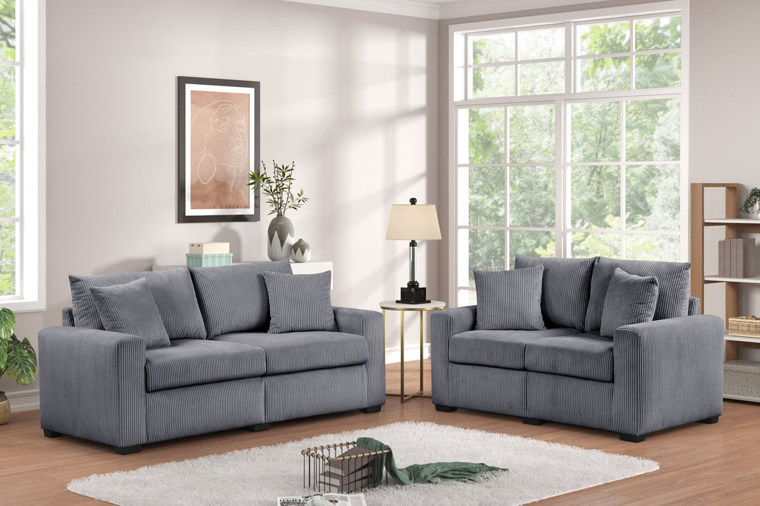 HH1124 Gray Sofa & Loveseat Set
