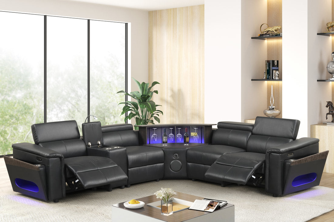 Holiday Black Power Reclining Sectional