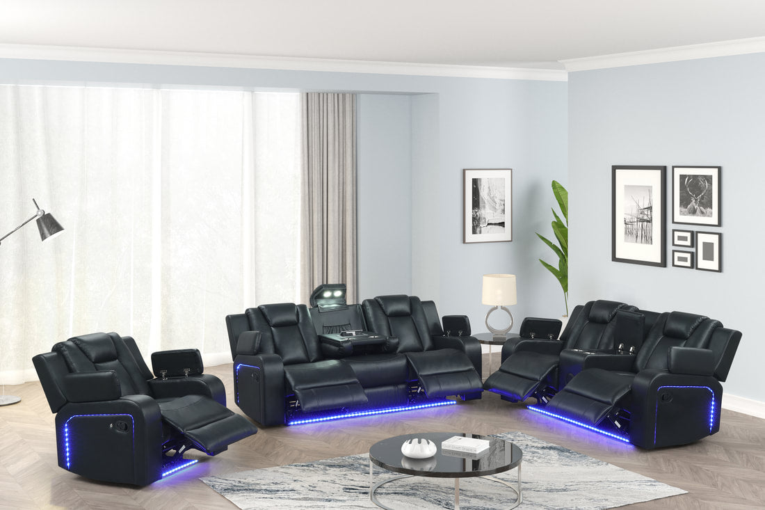 3PC Hulk20 Black Reclining Set