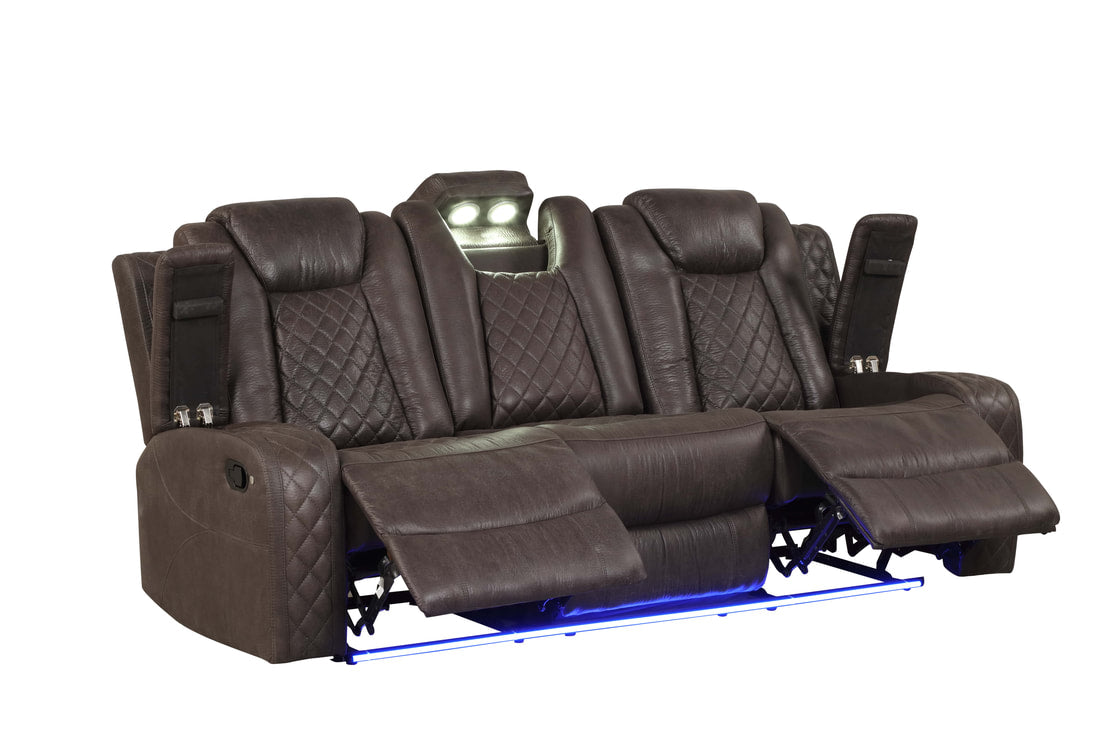 3pcs Luz Chocolate Reclining Sofa Set