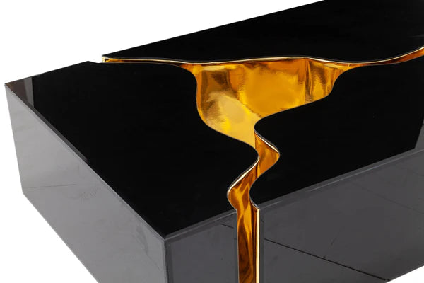 Dream Glass Black & Gold 3-Piece Coffee Table