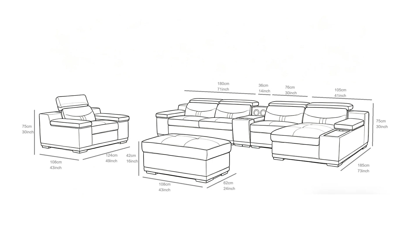 MI-1850 Arlet Sectional Sofa | Grey EV216